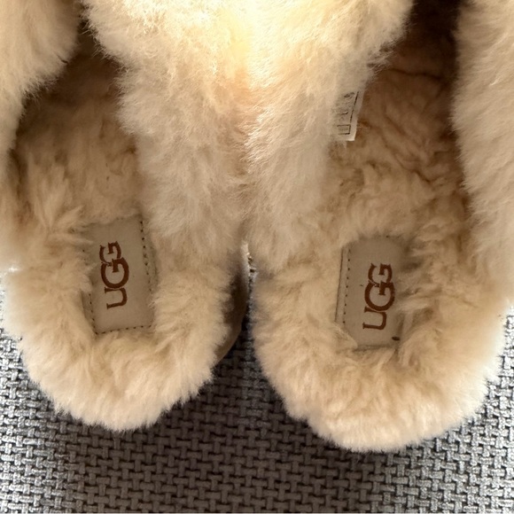 UGG Disquette Chestnut Suede Platform Slippers 9 Sheepskin Fur 1122550 Coquette - Picture 5 of 12